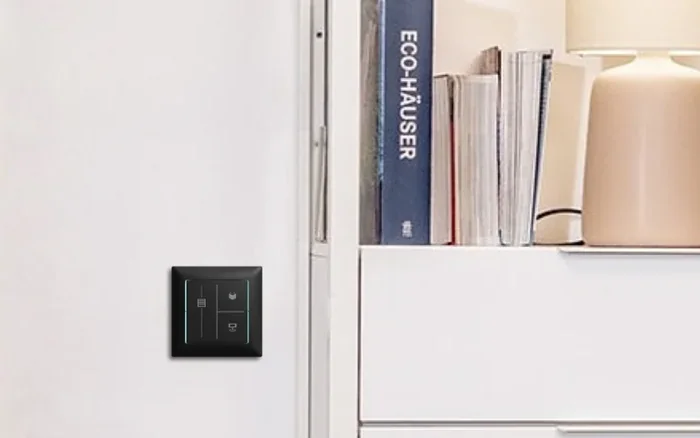 A Trevion switch in black on a wall
