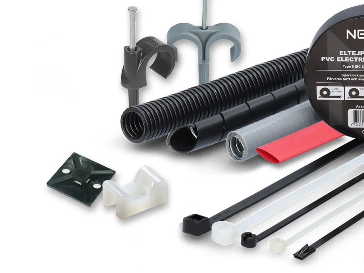 Conduit fixings, hose, cable ties and insulation tape from Nelco