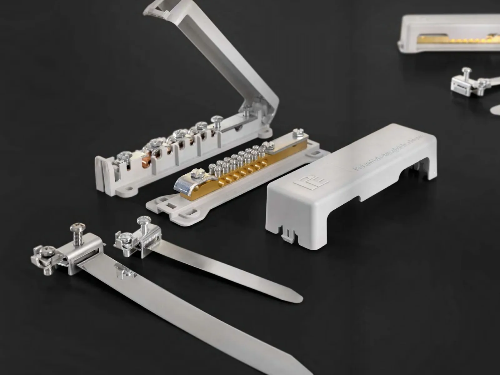 An earth rod, connector and clamps from Pollmann