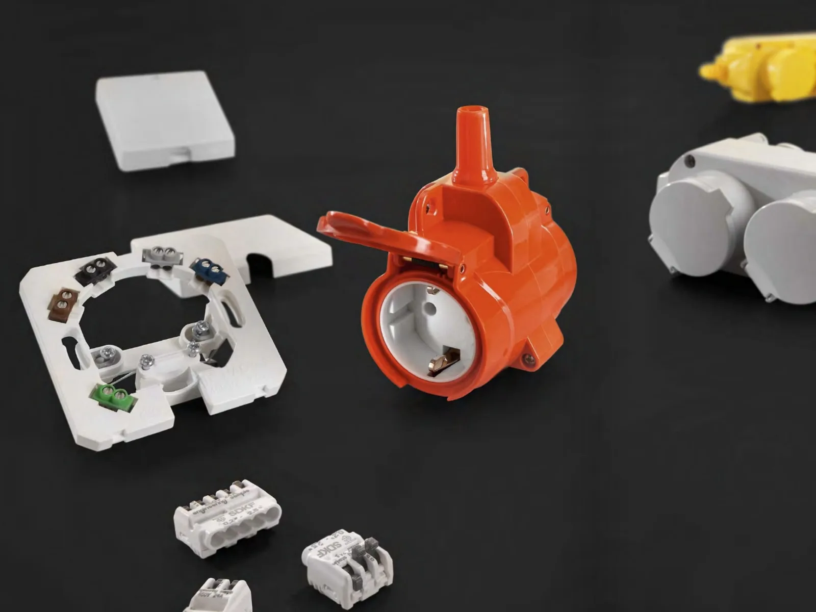 A damp proof socket, junction box and connector from Pollmann