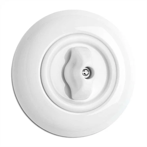 White rotary switch in glazed porcelain